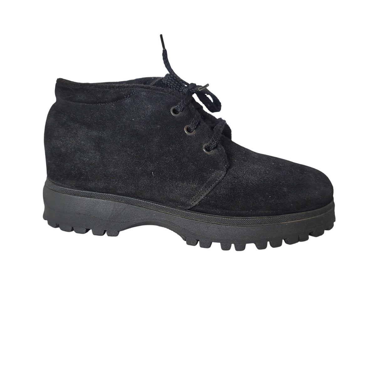 Booties Womens Classic Short Boots Suede Black 8.8 us / 39 EU Made Italy lace up