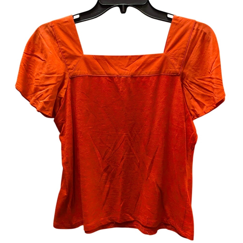Vince Camuto Burnt Orange Square Neck Flutter Sleeve Blouse Top XS Casual Y2K