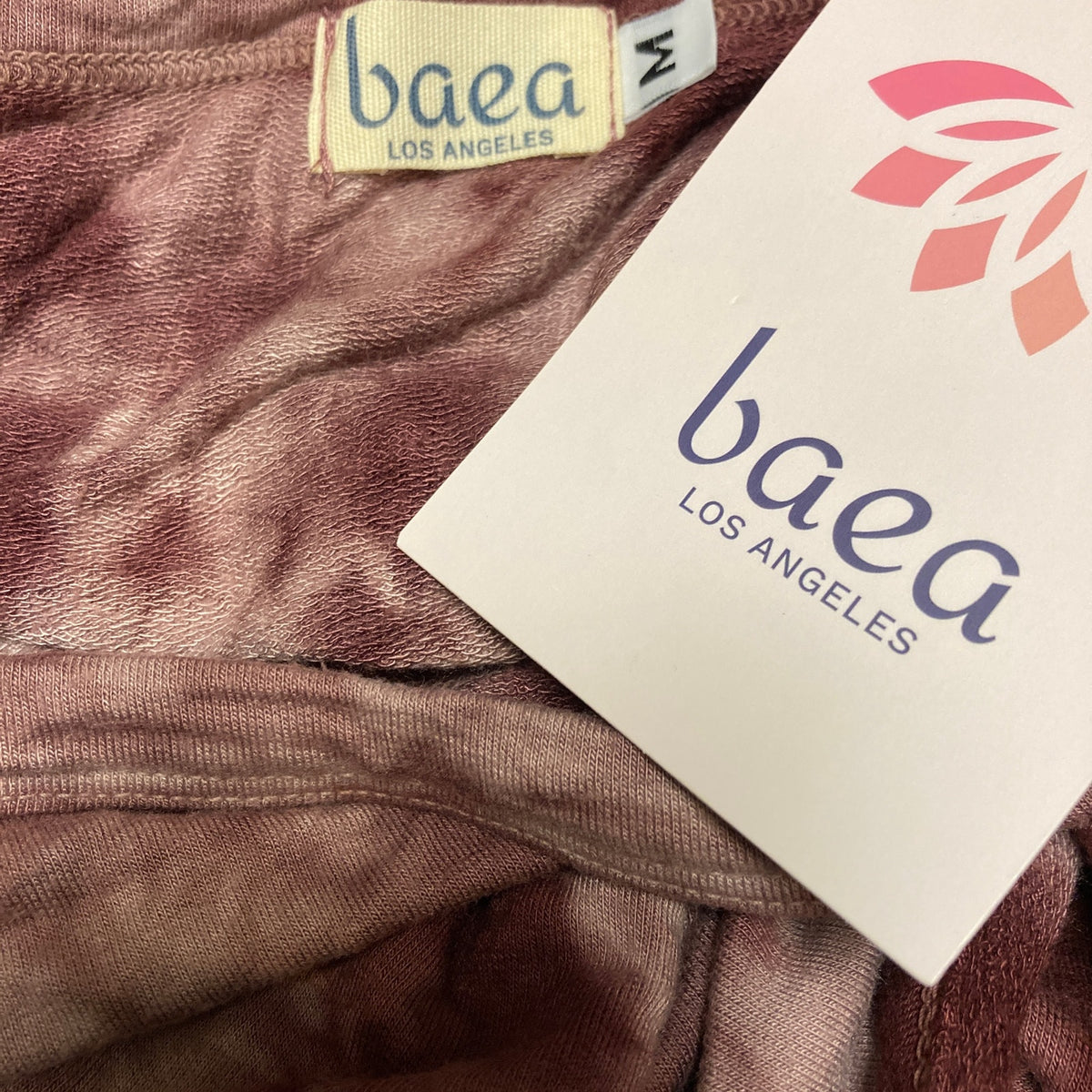 Baea Tie Dye Coco/Burgundy Medium NEW Peplum Babydoll Flowy Soft Stretchy Top