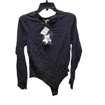 Good American Brushed Animal Print Mesh Bodysuit NWT Size 4 Long Sleeve Black