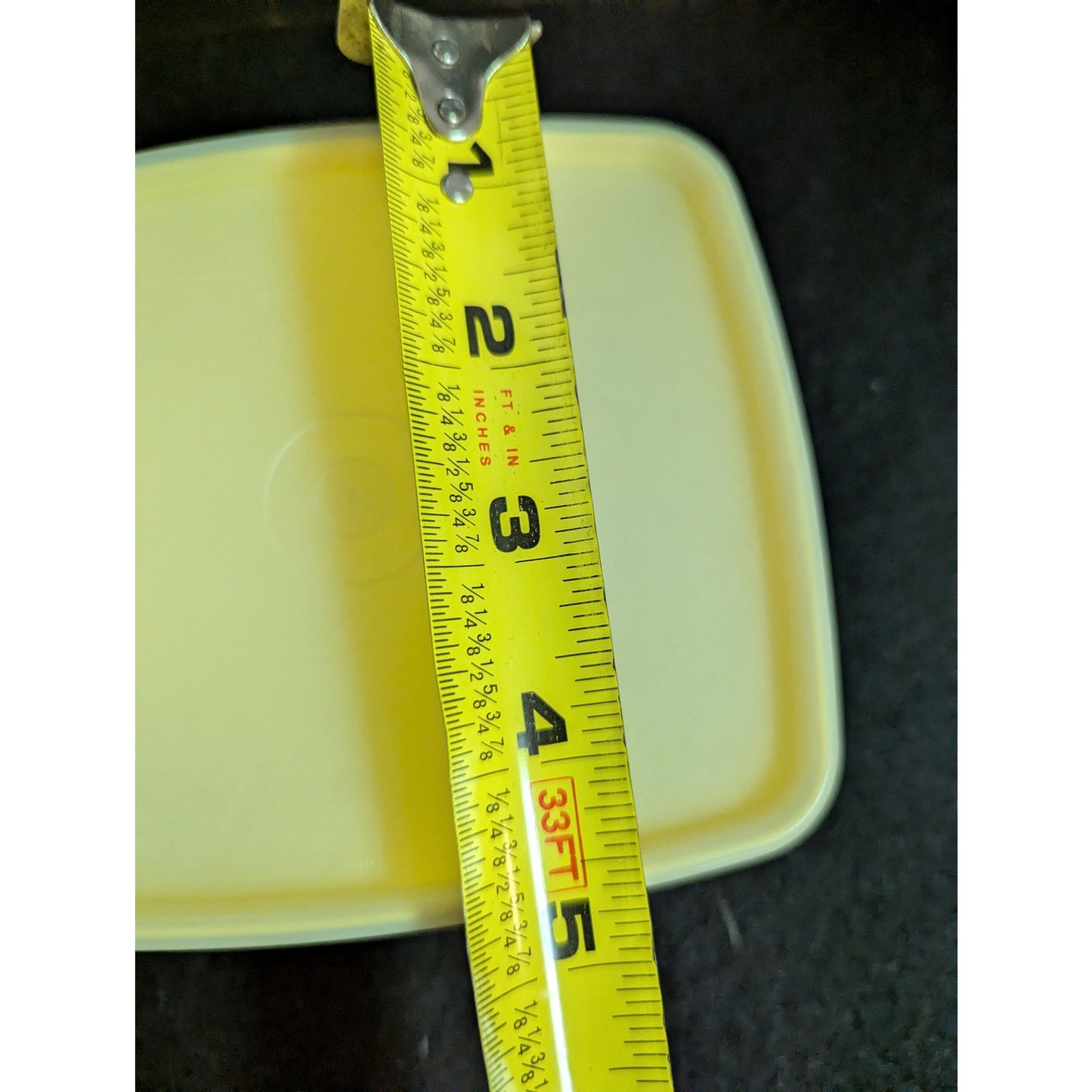 Vintage Tupperware Yellow Square Food Storage Container Sheer Lid 5" x 2" Retro