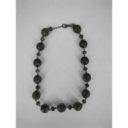 Vintage Large Swirl Bead Statement Necklace 1980s Retro Fashion Jewelry Choker