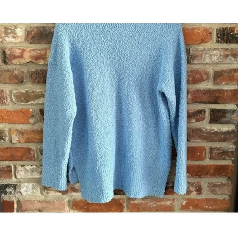 Sanctuary Classic VNeck Pullover Sweater Long Sleeve Blue Boucle Size Small NEW
