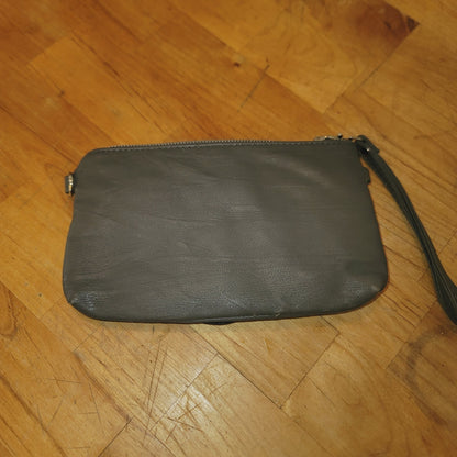 Depeche Mode Womens gray Wristlet with Flower Embellishment - 4x 7 - Zip Close