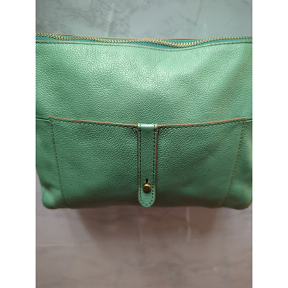 Fossil Heritage Green Pebbled Leather Crossbody Bag Travel Lightweight