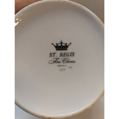 Vintage St Regis Fine China Coffee Pot White Porcelain Platinum Trim Mid-Century