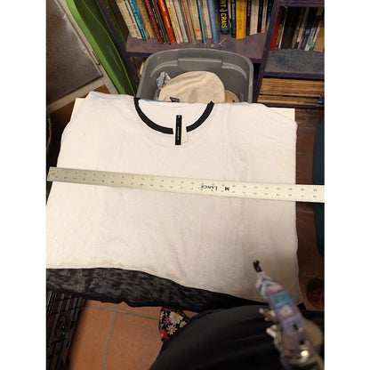 Grace Elements Size Medium White Black Knit Blouse Top Layered