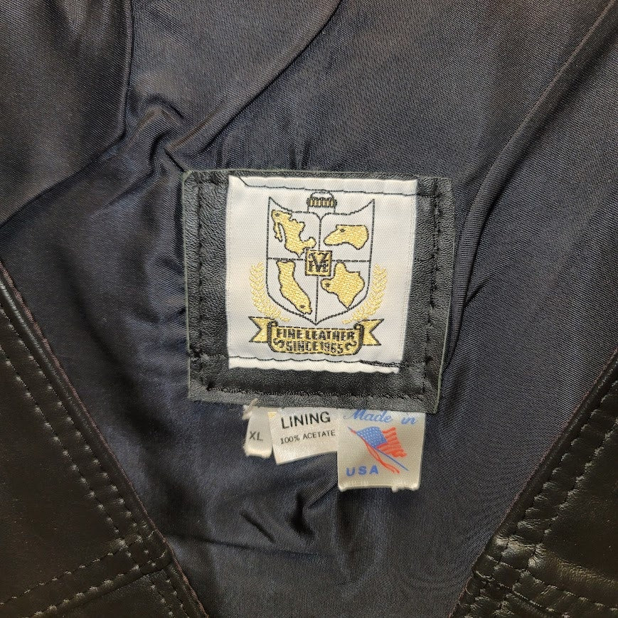 Fine Leather Brand Since 1965 Mens Moto Size XL leather black vest Club Style