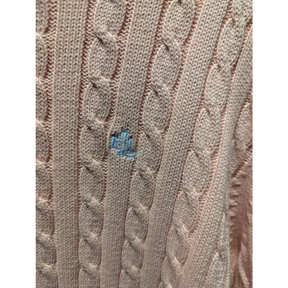 Vintage Lauren Ralph Lauren Light Pink Cable Knit Sweater Size Large Preppy Y2K