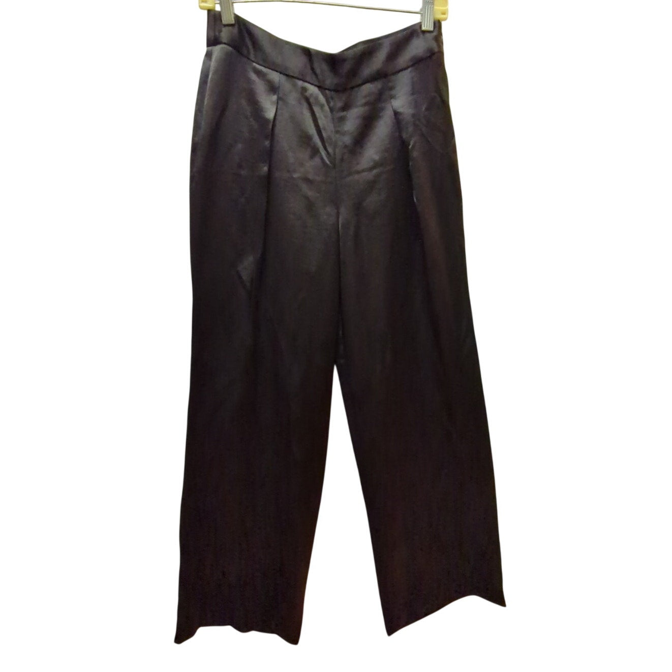 Antonio Melani Size 4 Satiny Shiny flat front side zip wide leg Pants Evening