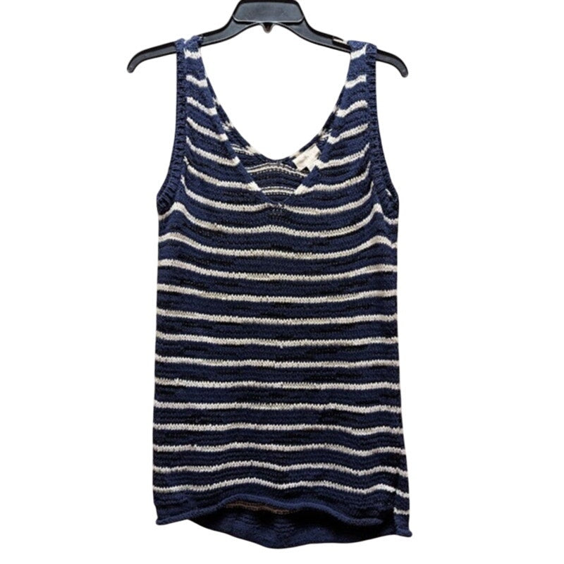 Caslon Womens Size Medium Blue White Black Crochet Tank top Blouse NEW
