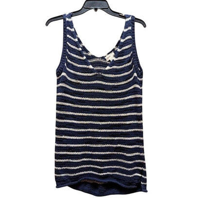 Caslon Womens Size Medium Blue White Black Crochet Tank top Blouse NEW