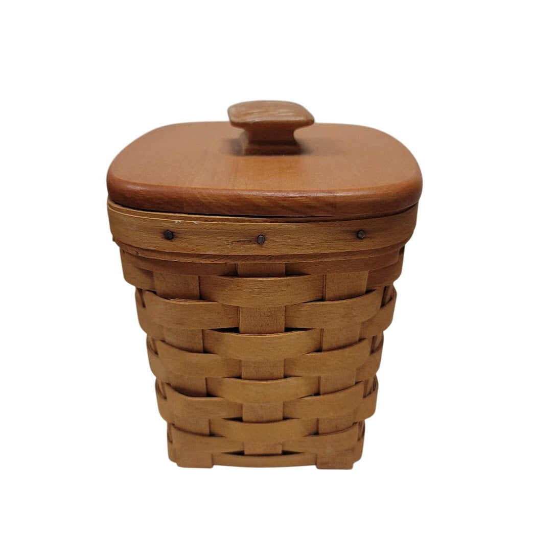 Longaberger Vintage Wood Handwoven 1999 Basket  brown basket with lid Liner