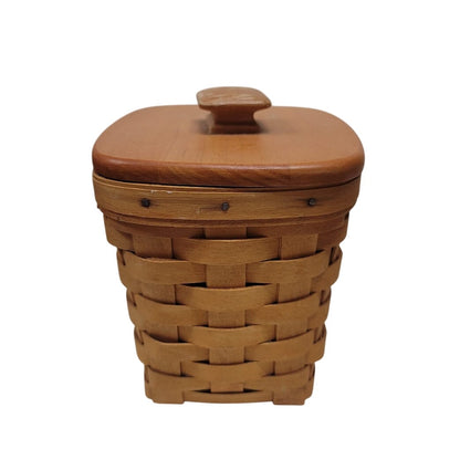 Longaberger Vintage Wood Handwoven 1999 Basket  brown basket with lid Liner