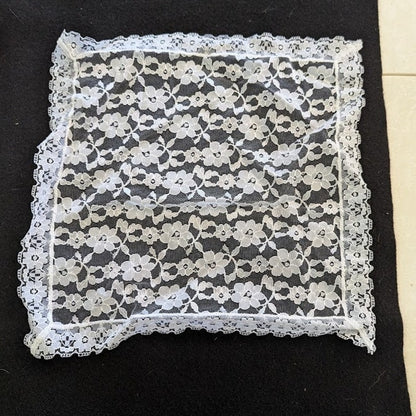 Vintage square lace white bridal handkerchief wedding head cover