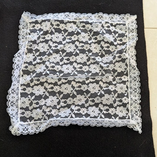 Vintage square lace white bridal handkerchief wedding head cover