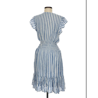 Rails Casual Dress NEW Small Blue White Short Sleeve Elastic Waist Casual Summer