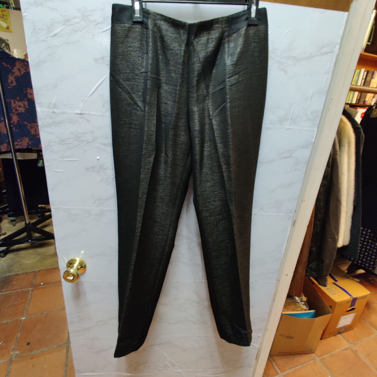 Antonio Melani Size 6 Marled Dark Charcoal Flat Front Pants