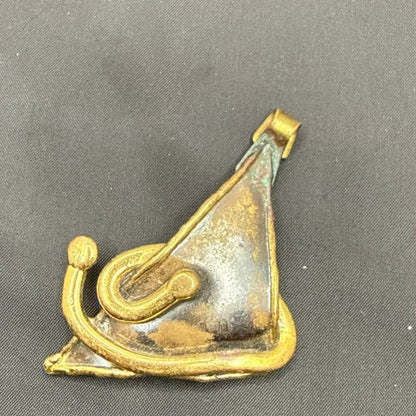 Vintage brutalist Pendant Brass Handmade 2" MCM Sculptural Abstract Jewelry
