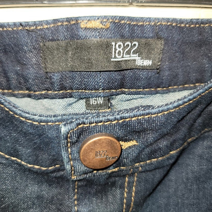 1822 Denim Ankle Size 16W Jeans Dark Blue Wash NEW Button Zipper