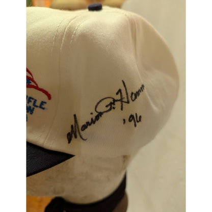 VINTAGE Snap Back TRUCKER Hat Cap NRA 125 Anniversary Signed Marion Hammer '96