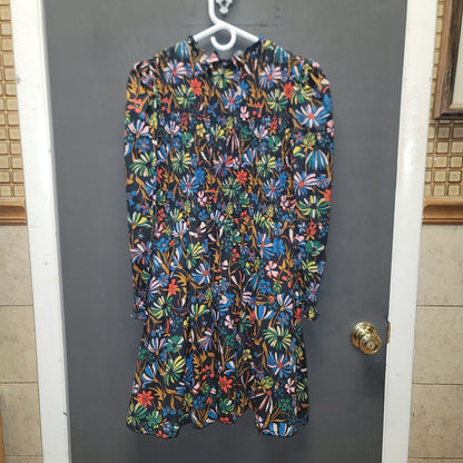 Boden Size 6 dress Ruched bodice Long Sleeve Lined multicolor floral