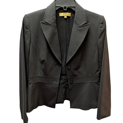 Alex Marie Black Peplum Blazer Wool Blend Tailored Corporate Core Office Jacket