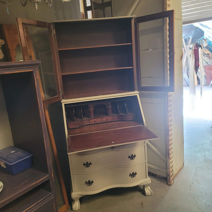 SECONDHAND SANDIES: Gray Secretary Desk 30" x 17" x 68" Hutch Cabinet Cupboard