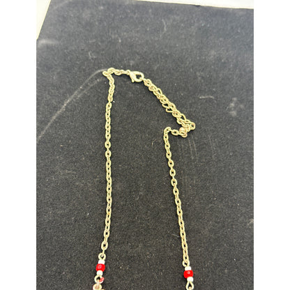 Vintage Red Cabochon Festoon Necklace Victorian Revival Gold Tone