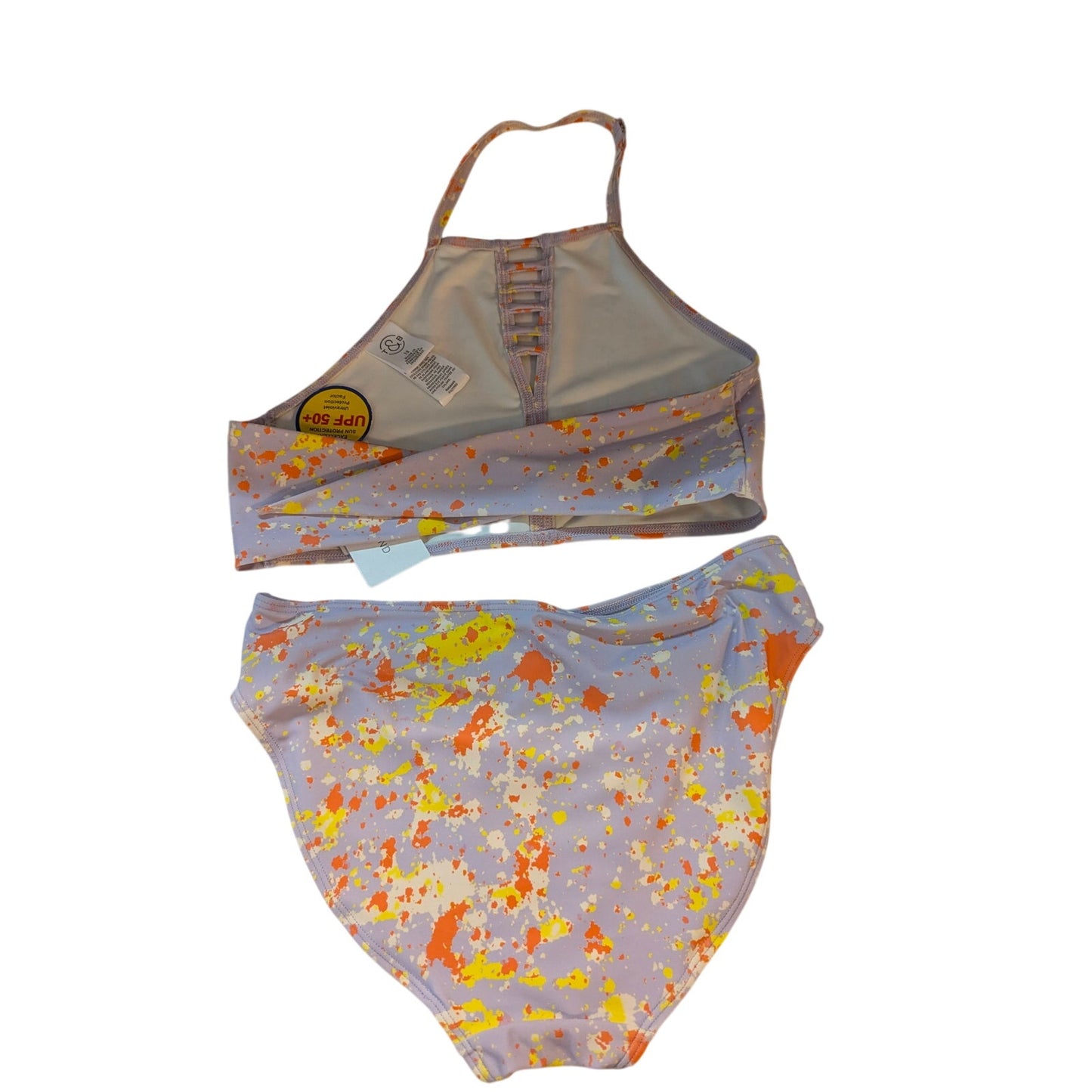 NWT Treasure & Bond Girls Paint Splatter Halter Bikini Swimsuit Size 12