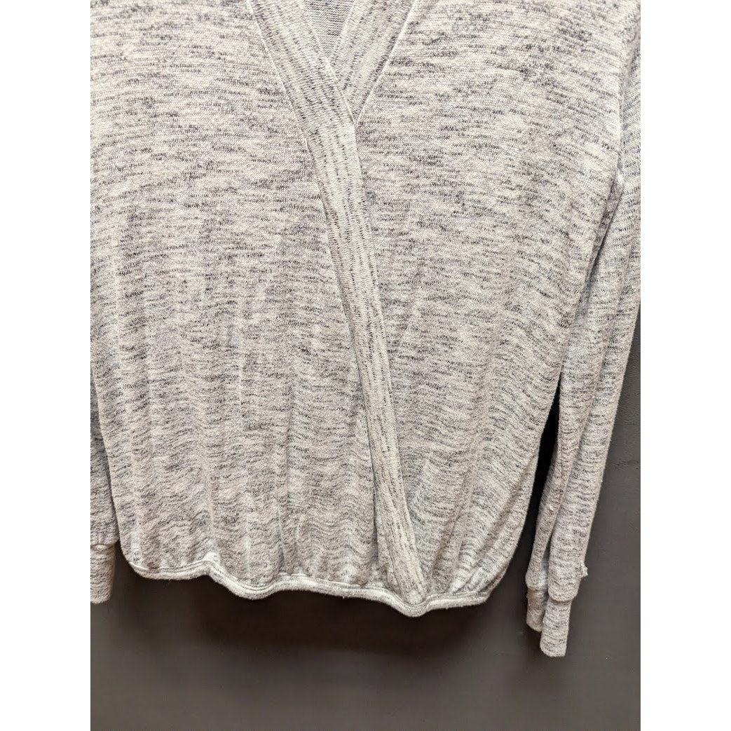 bobeau NEW size small sweater vneck faux wrap long sleeve gray spacedye