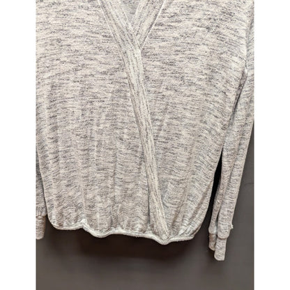 bobeau NEW size small sweater vneck faux wrap long sleeve gray spacedye