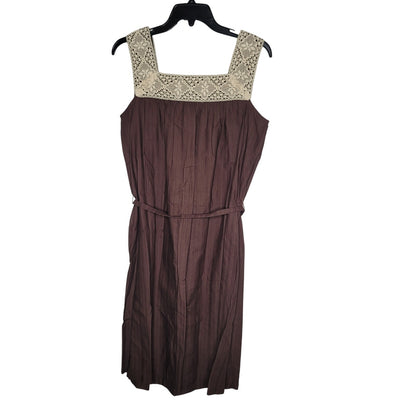 Laura Ashley brown dress NEW Womens Size 11 Brown Sleeveless Lace Detail belted