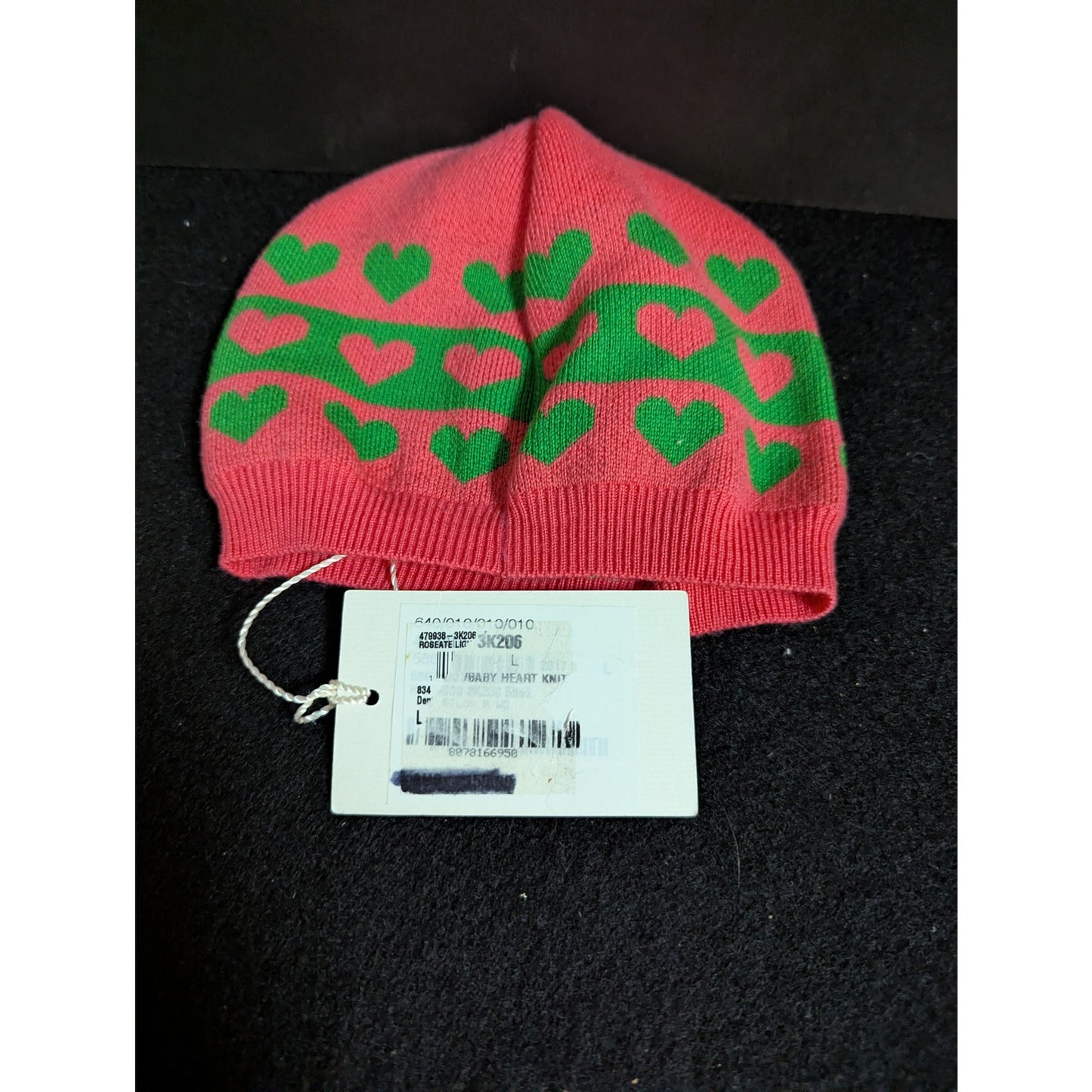 Gucci Baby Beanie Hat Pink Green Knit Heart Monogram Pattern NWT Large Luxury