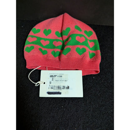 Gucci Baby Beanie Hat Pink Green Knit Heart Monogram Pattern NWT Large Luxury