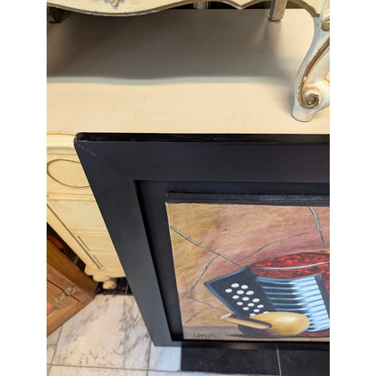 Colombian Vallenato MARTINEZ Artist Framed Original Painting, Accordion Theme