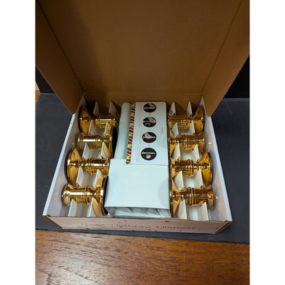 BriVivi LOT of 3 boxes of 8 Flameless Taper Candles 24 Total Gold White NEW