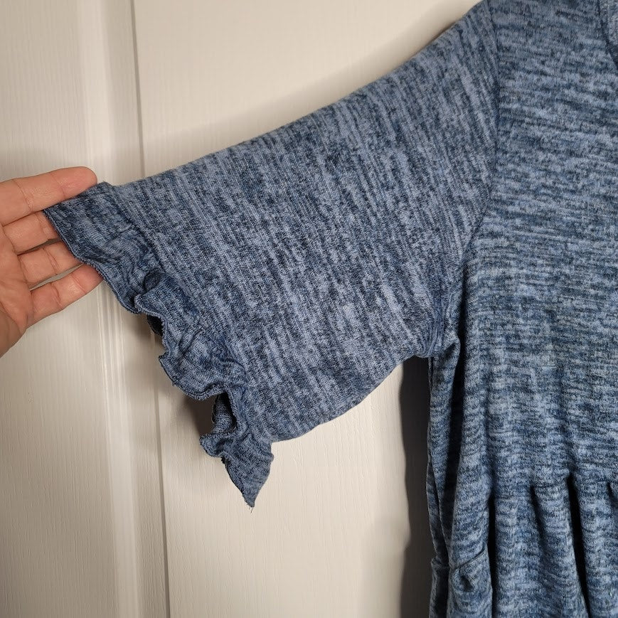Forgotten Grace Size 2X Marled Blue Soft Blouse Peplum  Casual top 3/4 sleeve