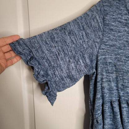 Forgotten Grace Size 2X Marled Blue Soft Blouse Peplum  Casual top 3/4 sleeve