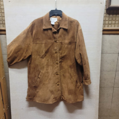 Spiegel Asset Leather Suede Brown Boho 8 Button Up Jacket Lined Pockets