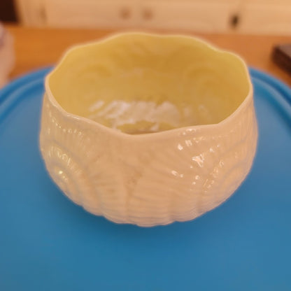 Vintage Belleek Ireland Neptune Shell Open Sugar Bowl 6th Mark Green 0857