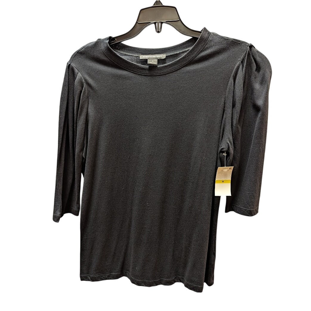 Something Navy NEW size Medium 3/4 Sleeve Crew Neck blouse top shirt Casual