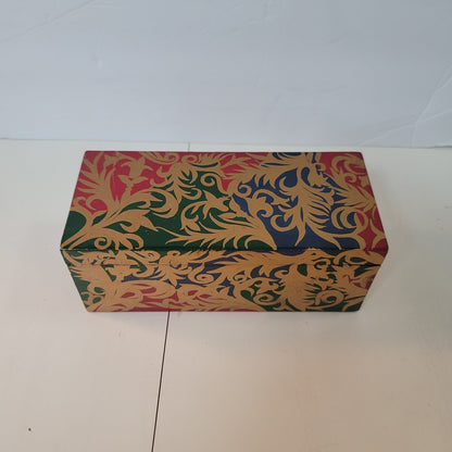 Lacquer box Multicolor Rectangle Black gold Blue ITALIAN Swirl 9"x4" x4" Stash