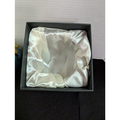 Vintage 2011 Peace Globe Glass Christmas Ornament Gold Foil World Map Satin Box