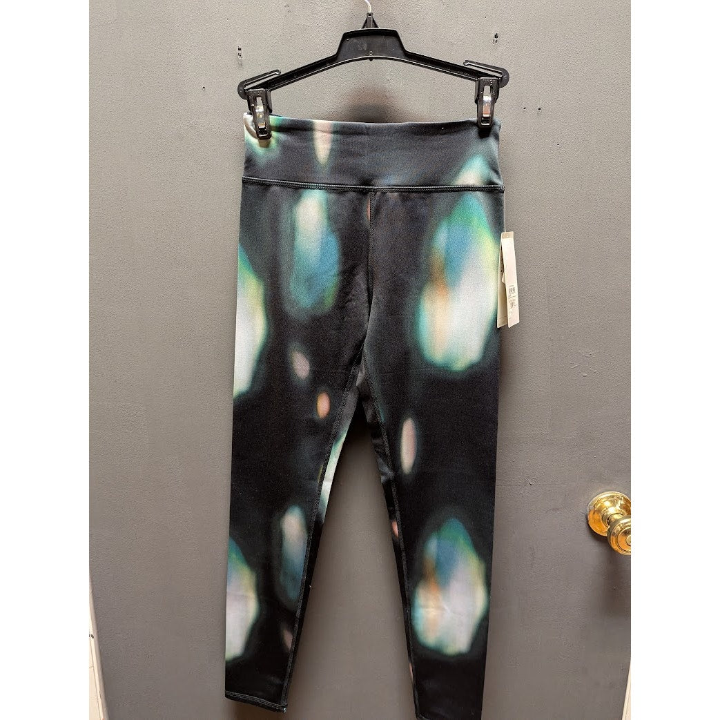 Zella black watercolor shock Girls Large NEW yoga pant leggings ankle high waist