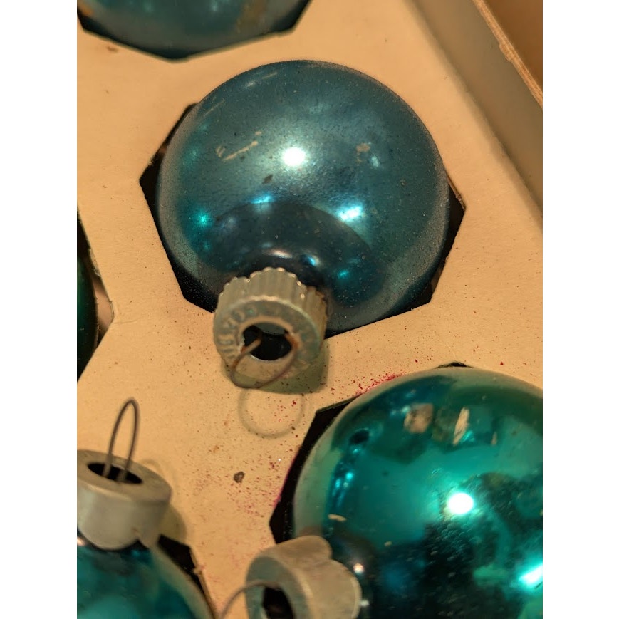 2 boxes (24pcs) Hand Blown Christmas glass ornaments Shiny Brite Multicolor 2"