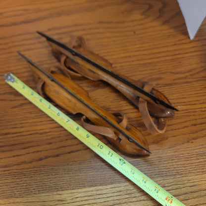Vintage J. Nooitgedagt & Zonen Akkrum Wooden Ice Skates Dutch Antique Pair