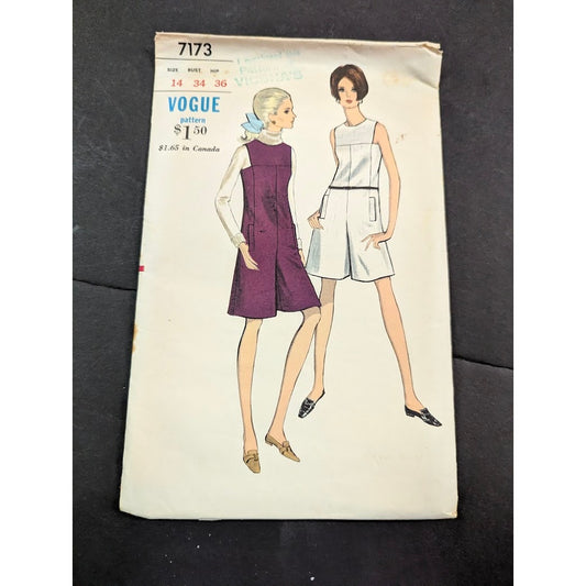 Vintage Pattern Sewing Crafts Hobby Vogue 7173 Size 14
