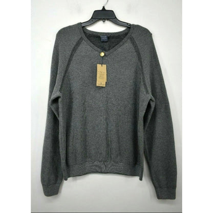 Tailor Vintage-Reversible Knit Pullover Sweater Long Sleeves V-Neck Gray XL