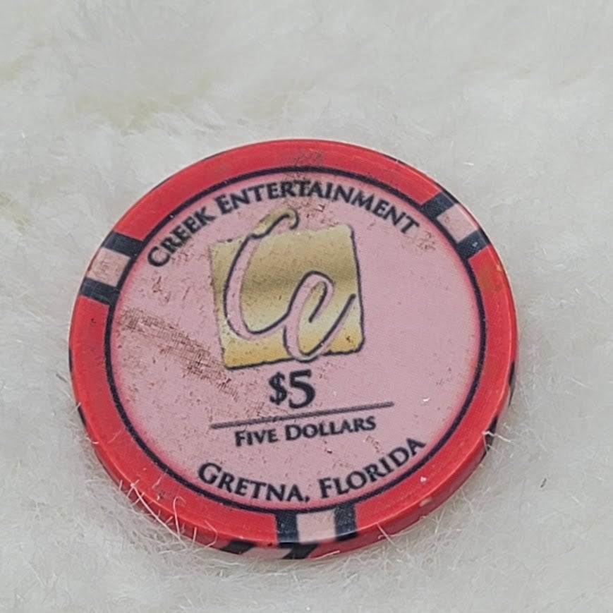 Vintage Creek Entertainment $5 Gretna Florida Poker Chip Rare Collectible Casino